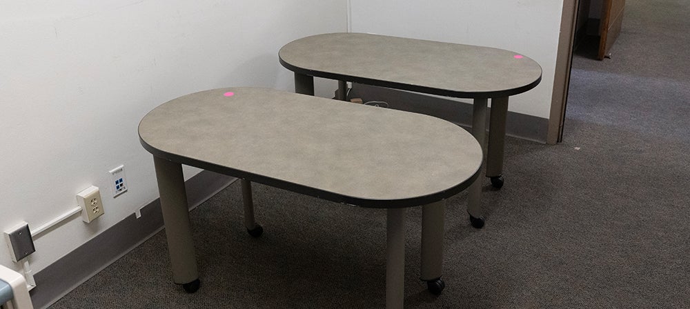 2 oval desks
