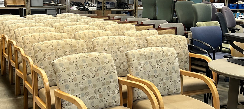 row of padded chairs
