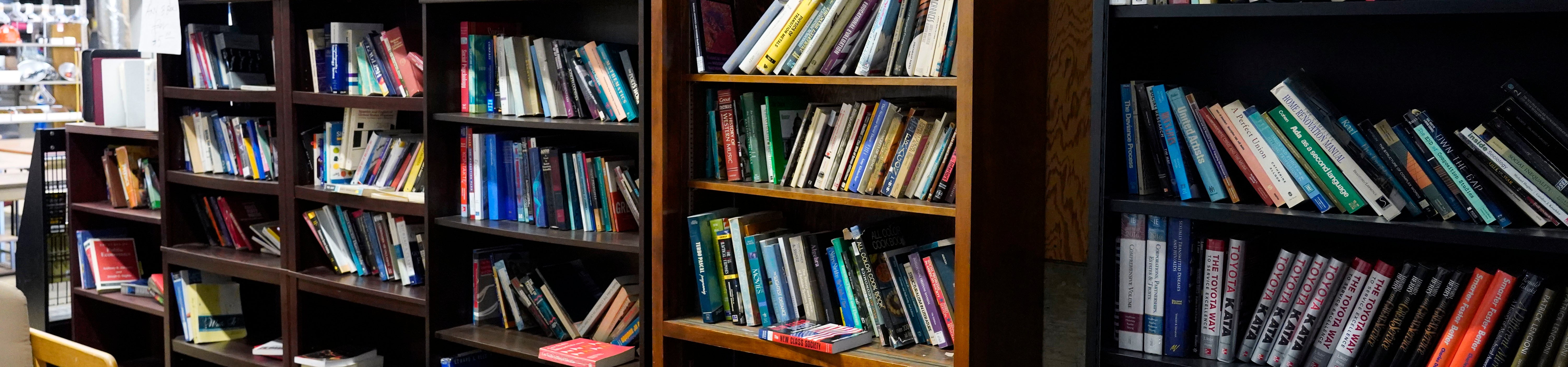 Bookshelves with books