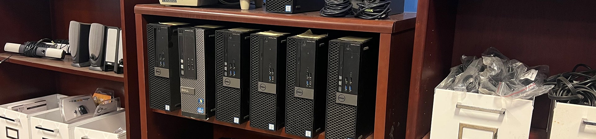 shelp of desktop towers