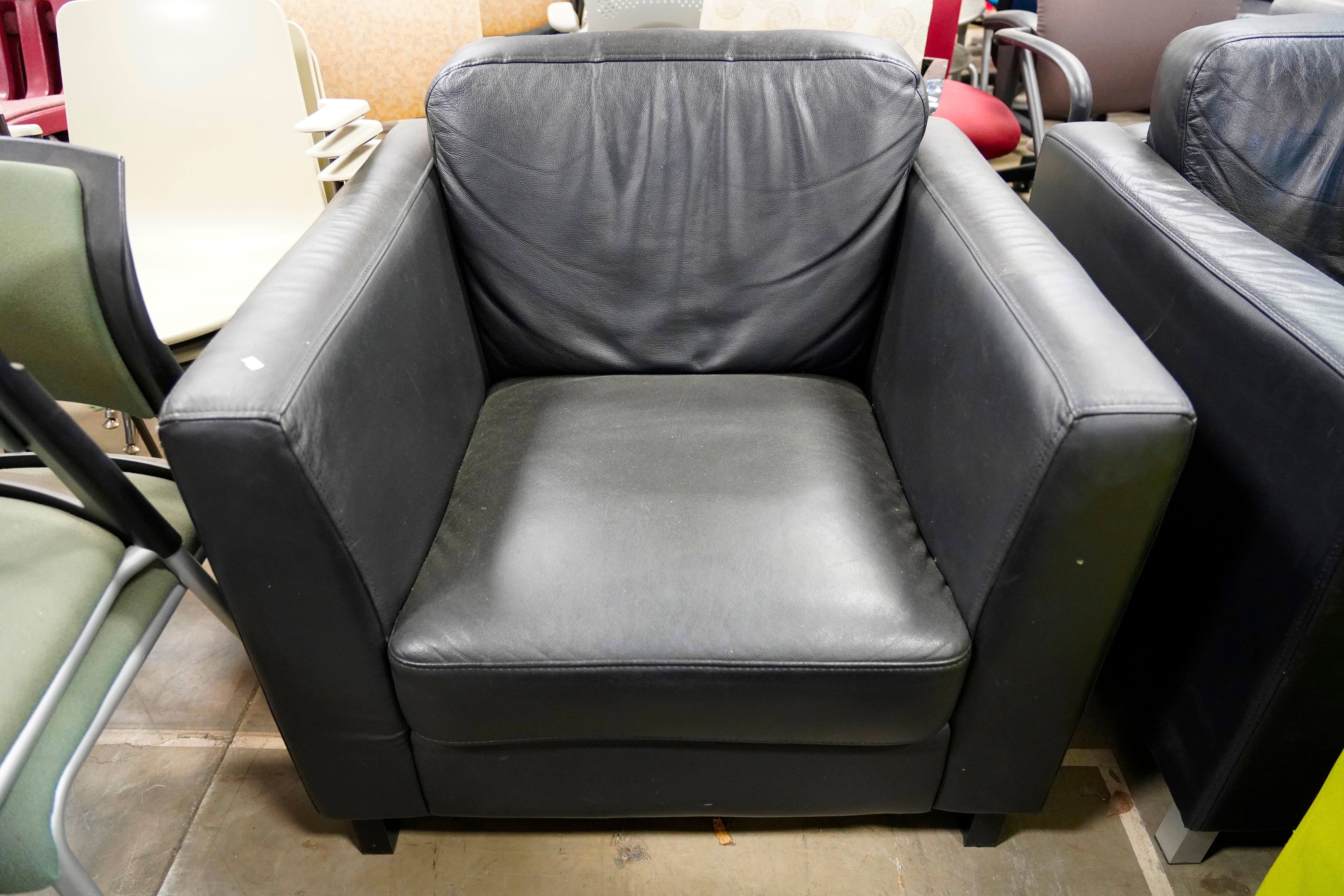 Black leather single-seater chair