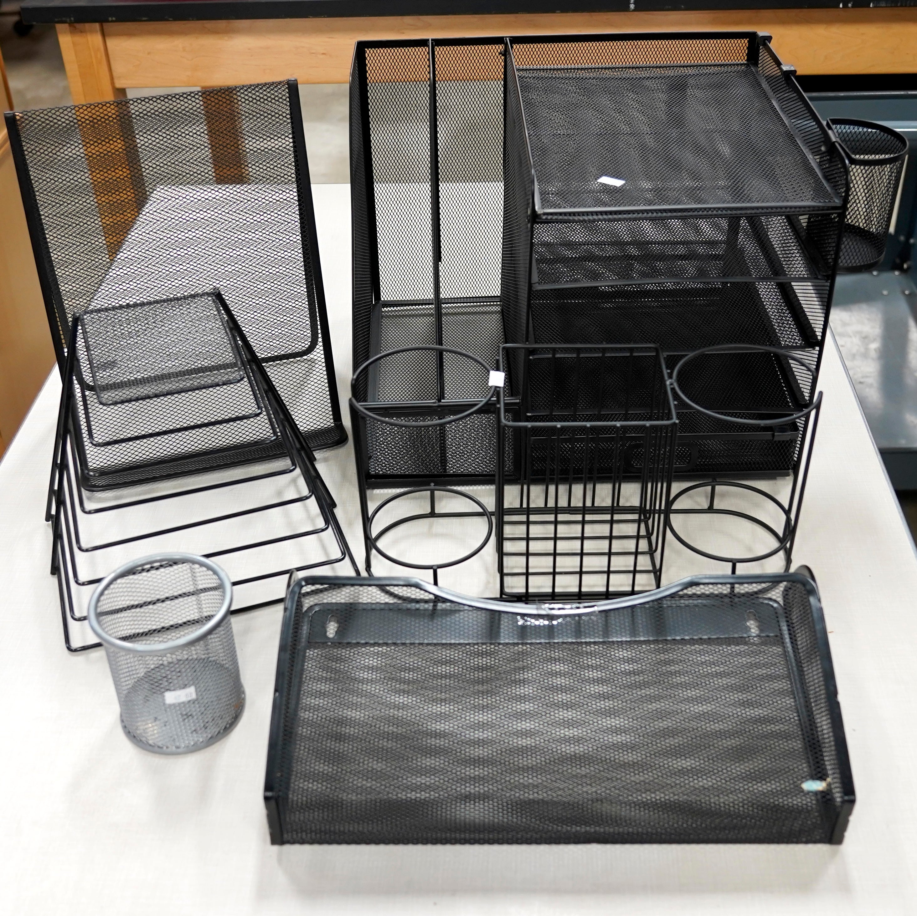 Black and Gray Metal Desktop Organizers