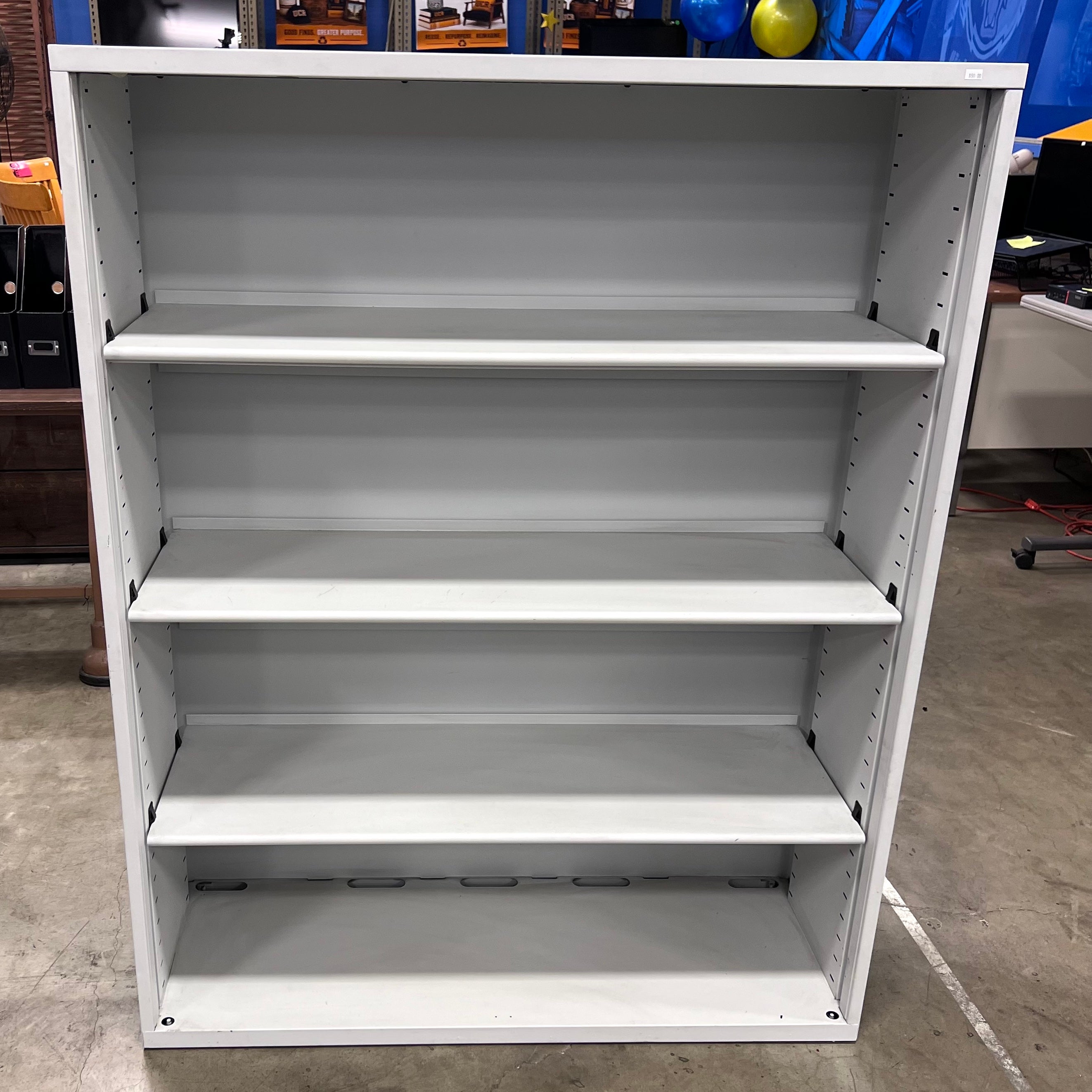 Gray Metal Bookshelf With Four Shelves