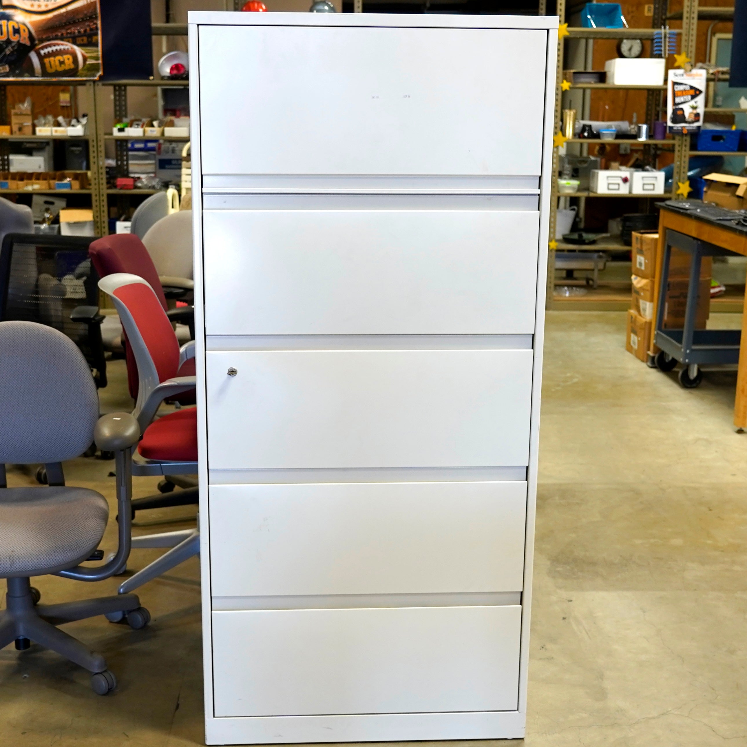 Five-Shelf Locking Metal Cabinet With Key
