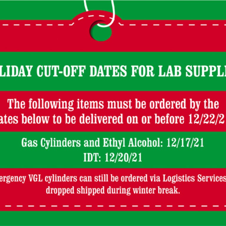 Holiday Cut-Off Dates for Lab Supplies