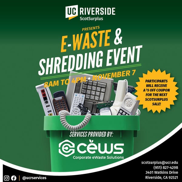 E-Waste and Shredding Event with bucket of electronics