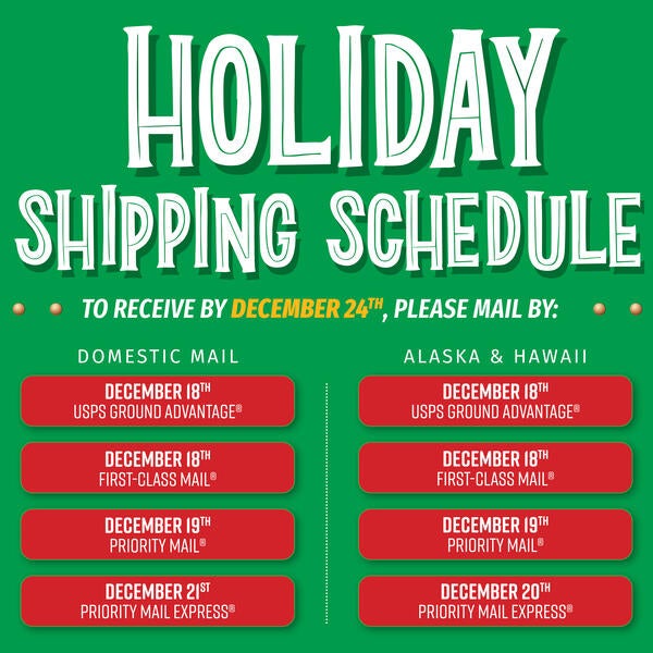 2024 Holiday Shipping Deadlines