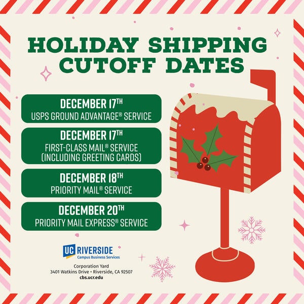 Holiday Shipping Cutoff Dates