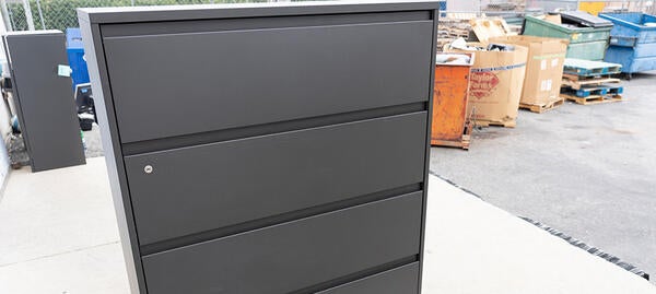 Gray filing cabinet