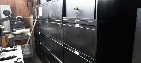 Black filing cabinets