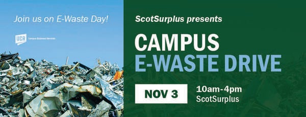 ScotSurplus Presents the Campus E-Waste Drive on November 3, 2021.