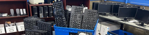 bins full of computer keyboards