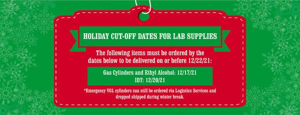 Holiday Cut-Off Dates for Lab Supplies