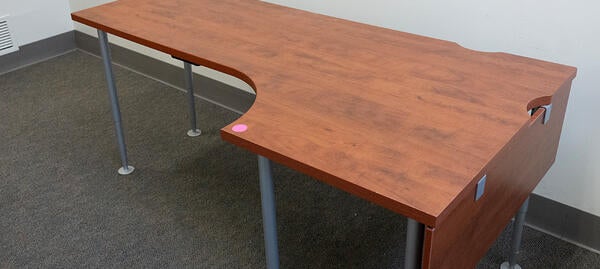 long wood desk with foldable end table