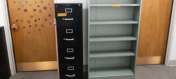 two metal cabinets