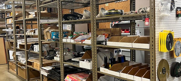 shelves filled with various items