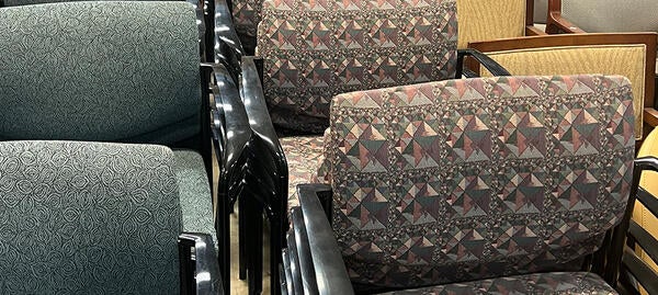 brown and green office chairs