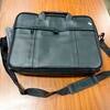 Black leather messenger bag