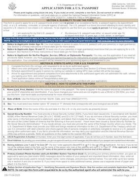 First page of the DS-11 form.