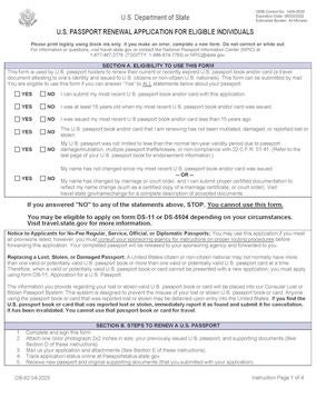 First page of the DS-82 form.